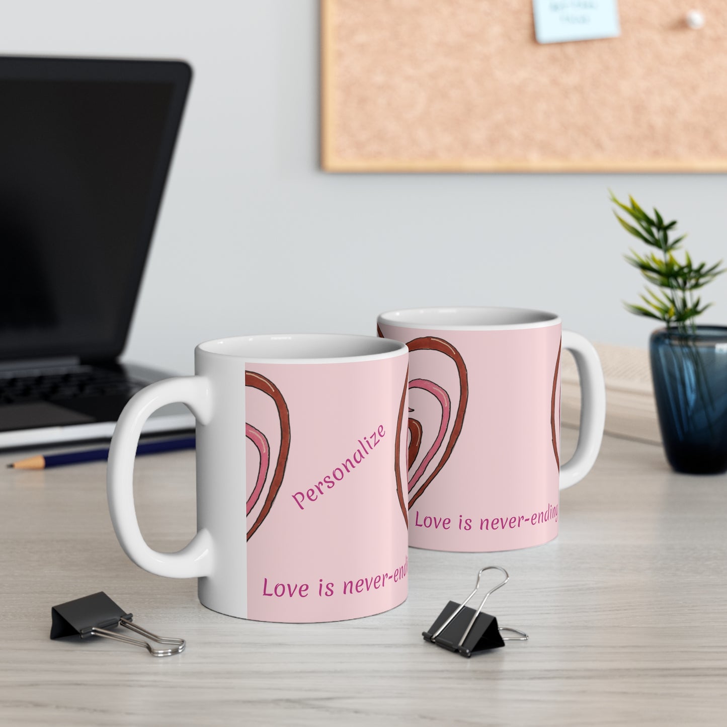 Hearts Intertwined Ceramic Mug 11oz (Personalized)