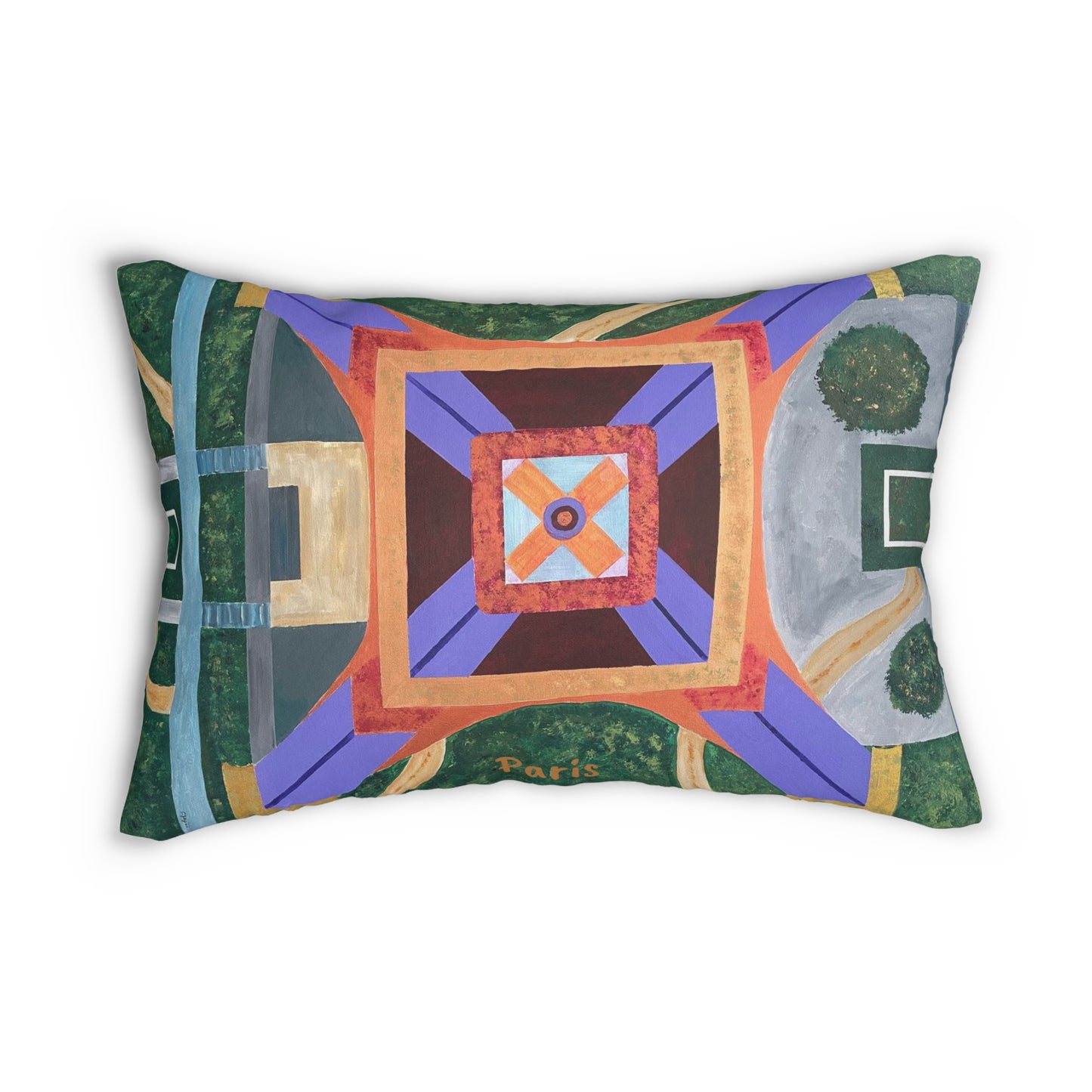 Paris Abstract Eiffel Tower Lumbar Pillow
