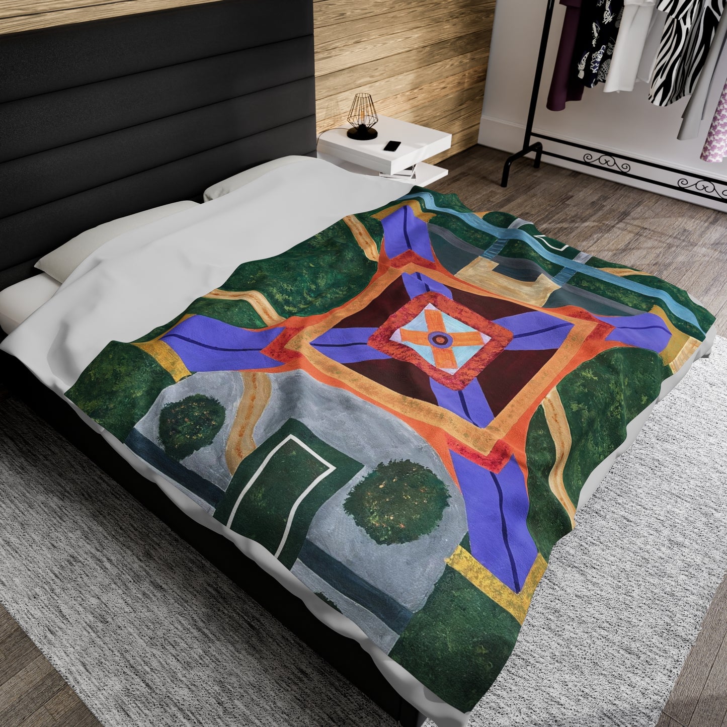 Paris Abstract Eiffel Tower Velveteen Plush Blanket
