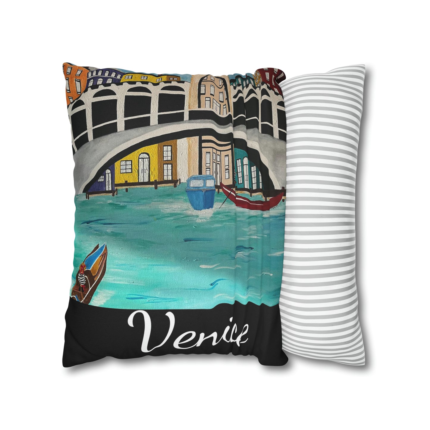 Venice Italy Pillow Cover (Black)