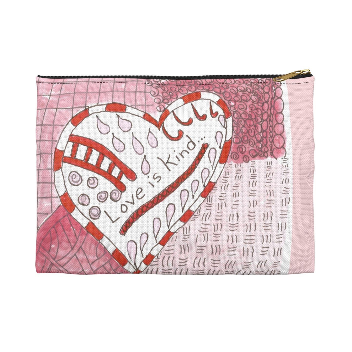 Love Is Kind Accessory Pouch | Cosmetic Bag  or Pencil Case - Pink