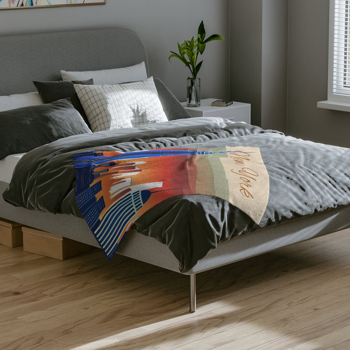 New York City Skyline Velveteen Minky Blanket