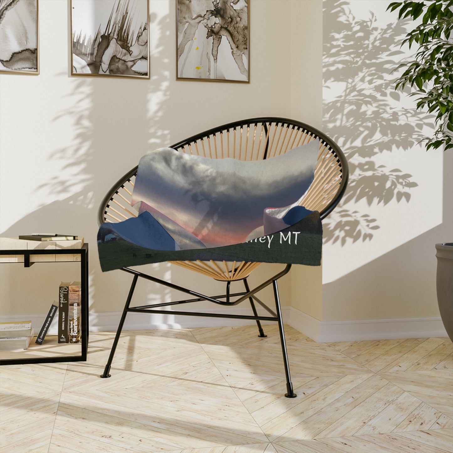 Sunset in Bitterroot Valley Montana Velveteen Minky Blanket