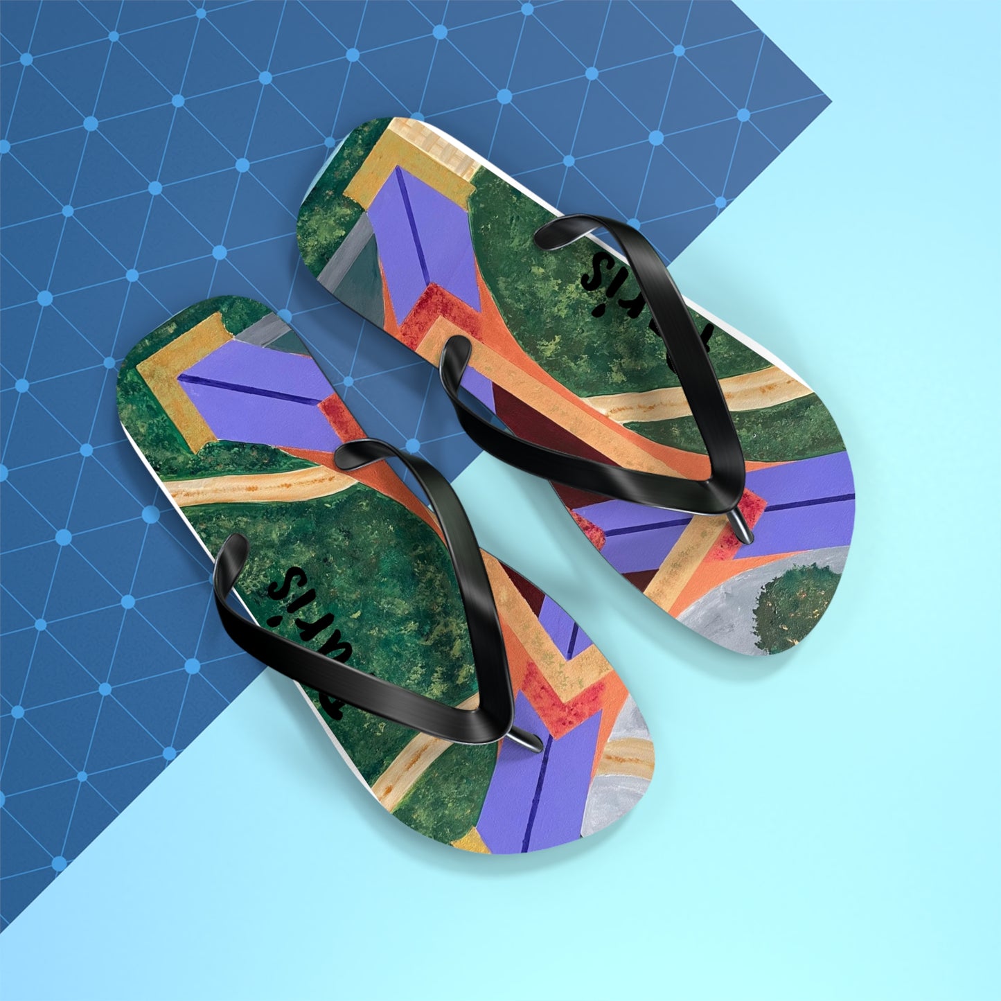 Paris Abstract Eiffel Tower Flip Flops