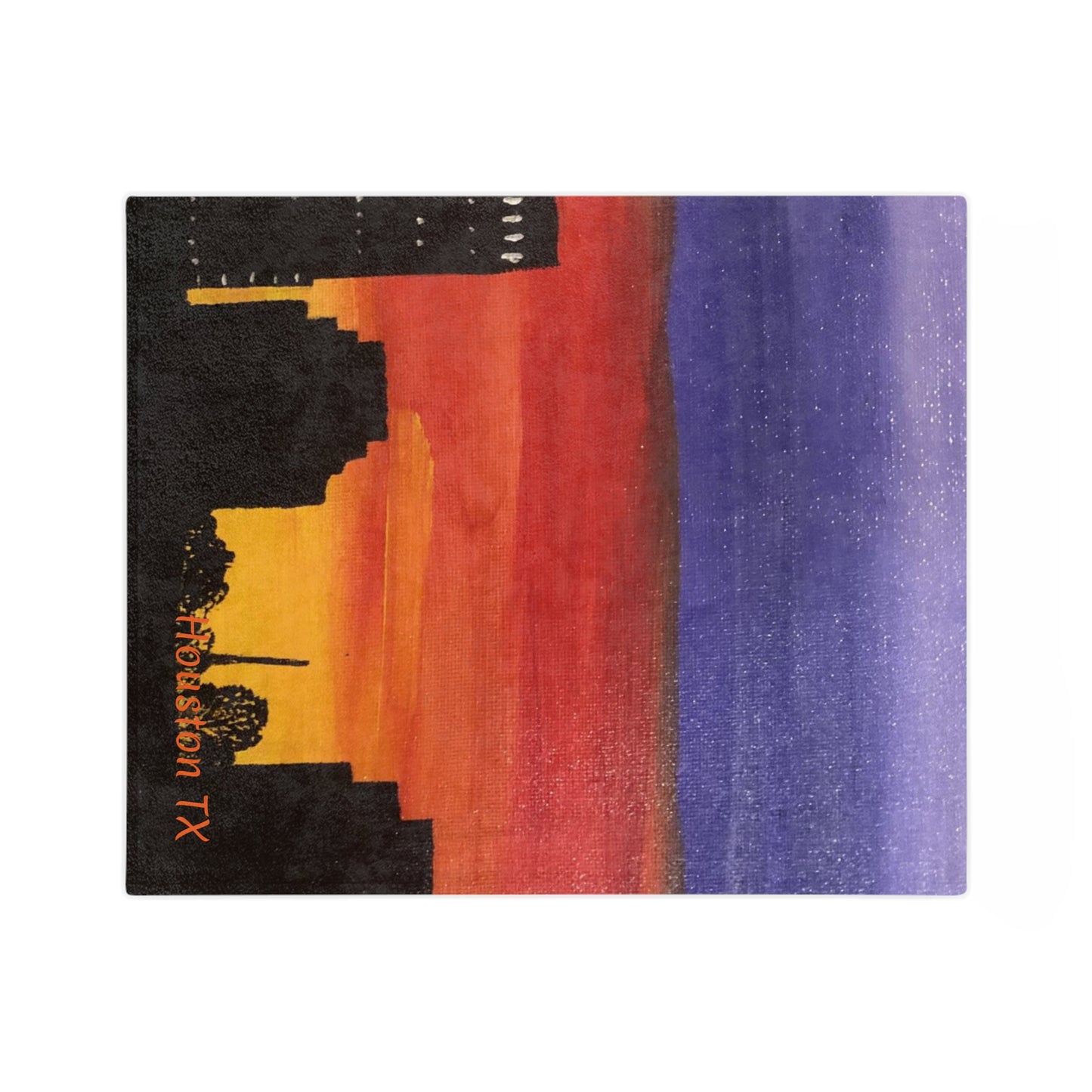 Sunset Over Houston Skyline Velveteen Minky Blanket | Houston Texas