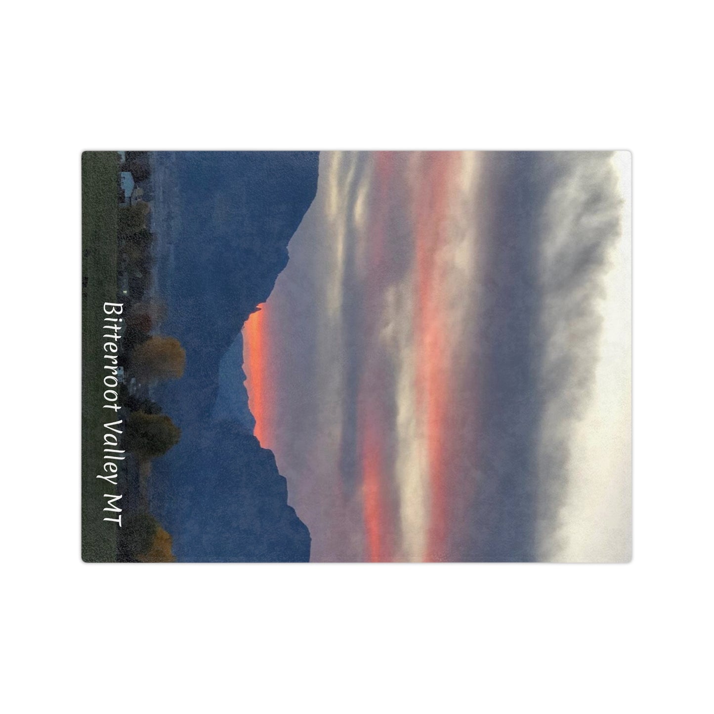 Sunset in Bitterroot Valley Montana Velveteen Minky Blanket