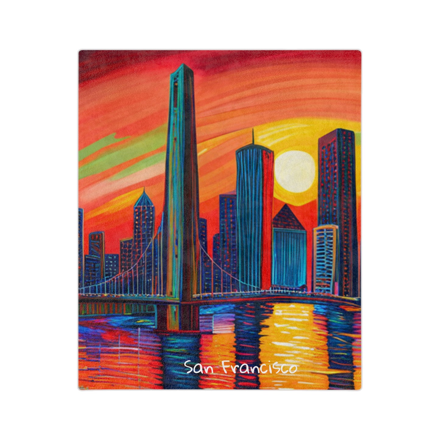 San Francisco Skyline Velveteen Minky Blanket