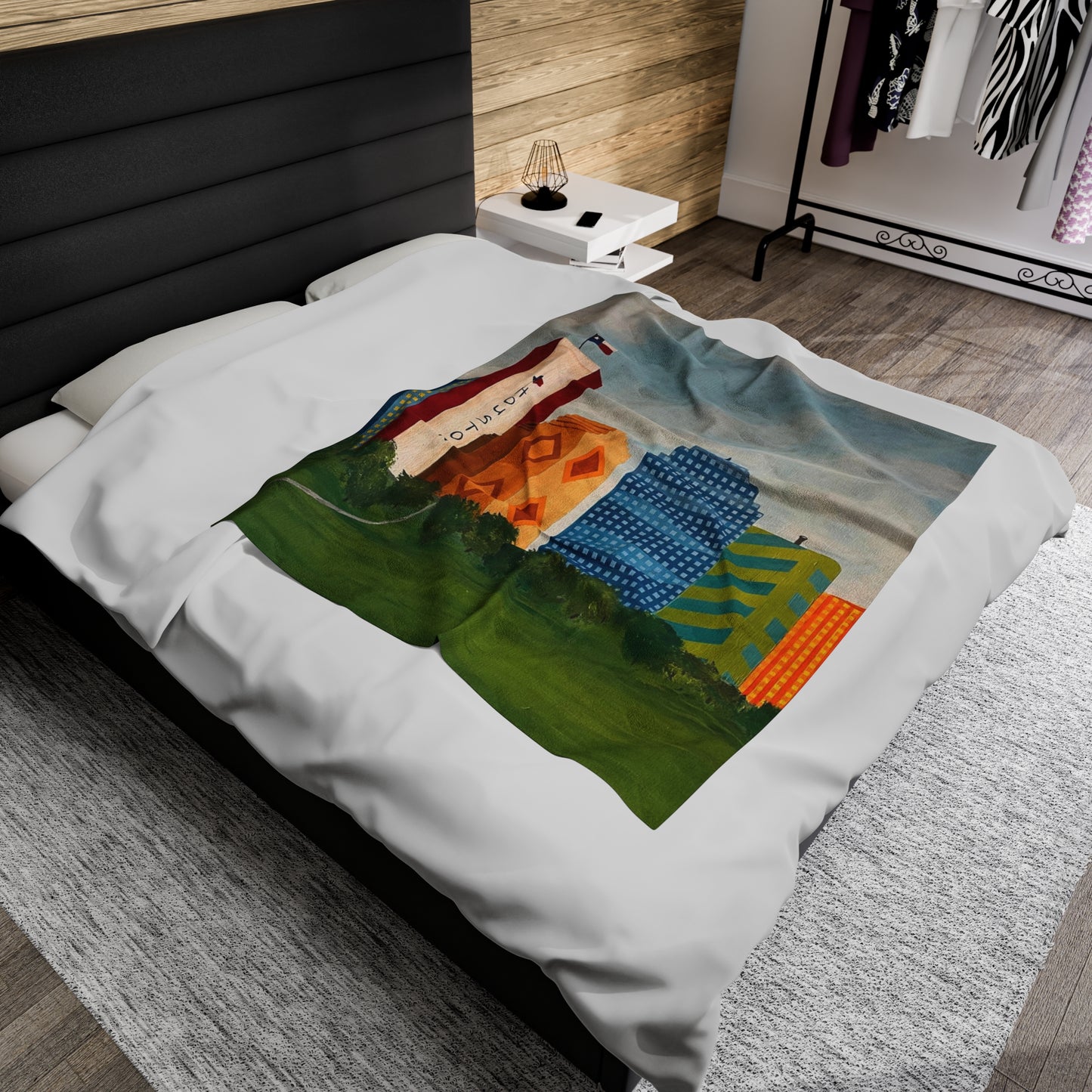 Houston Views Velveteen Plush Blanket | Houston Texas