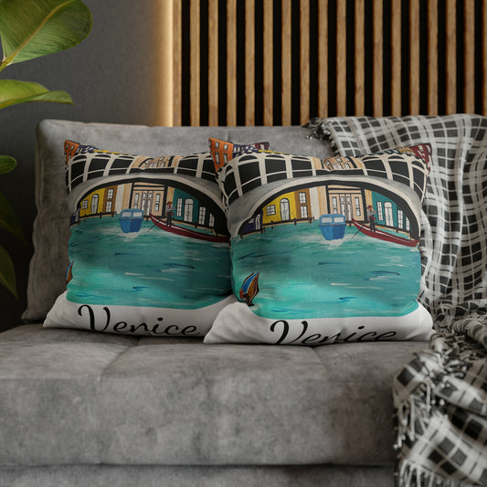 Venice Italy Pillow Cover  (White)