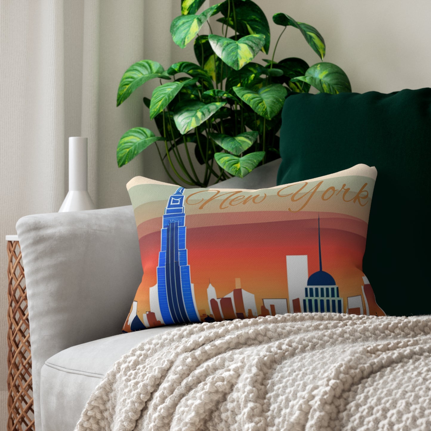 New York City Skyline Lumbar Pillow