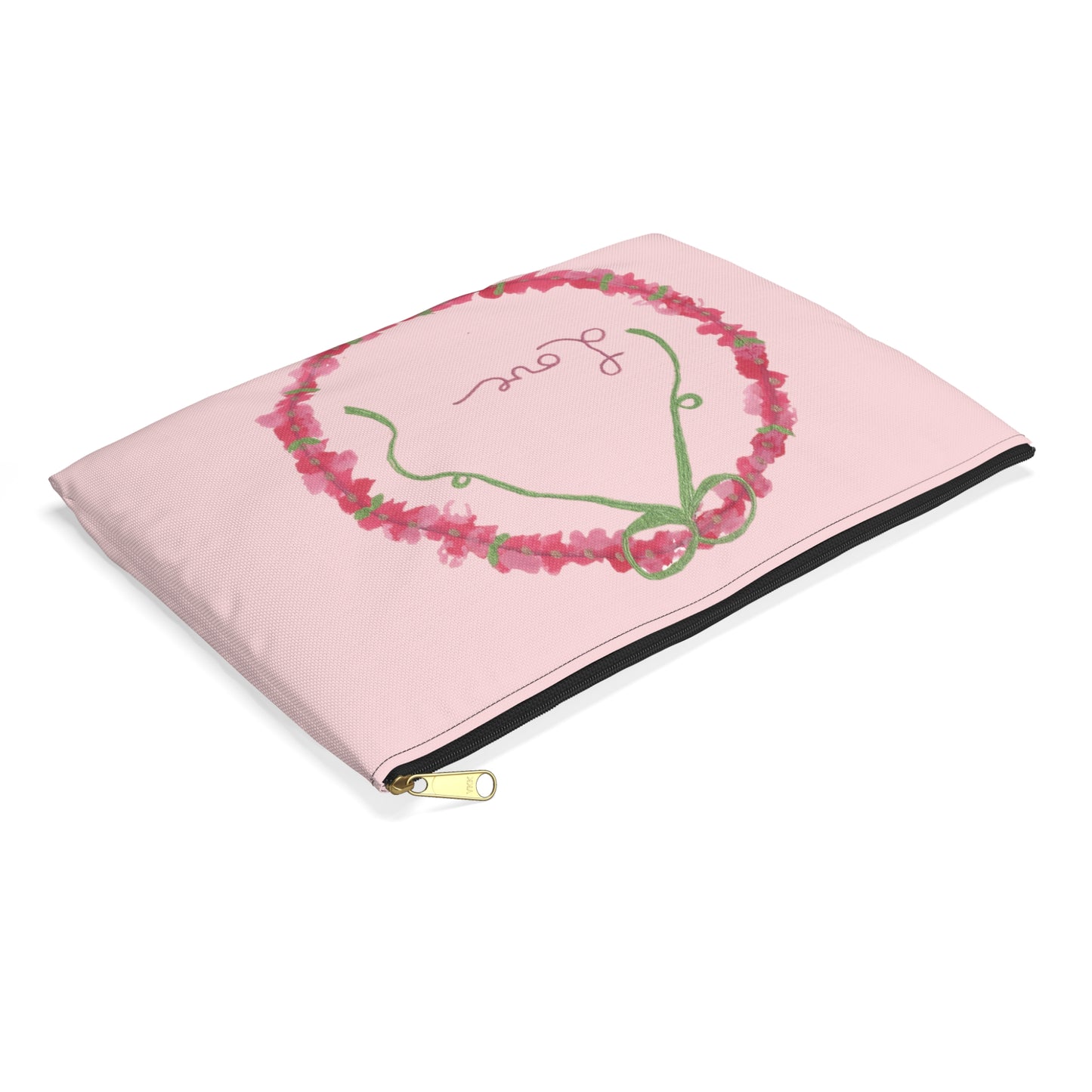 Love Wreath Accessory Pouch, Cosmetic Bag, Pencil Case- Pink