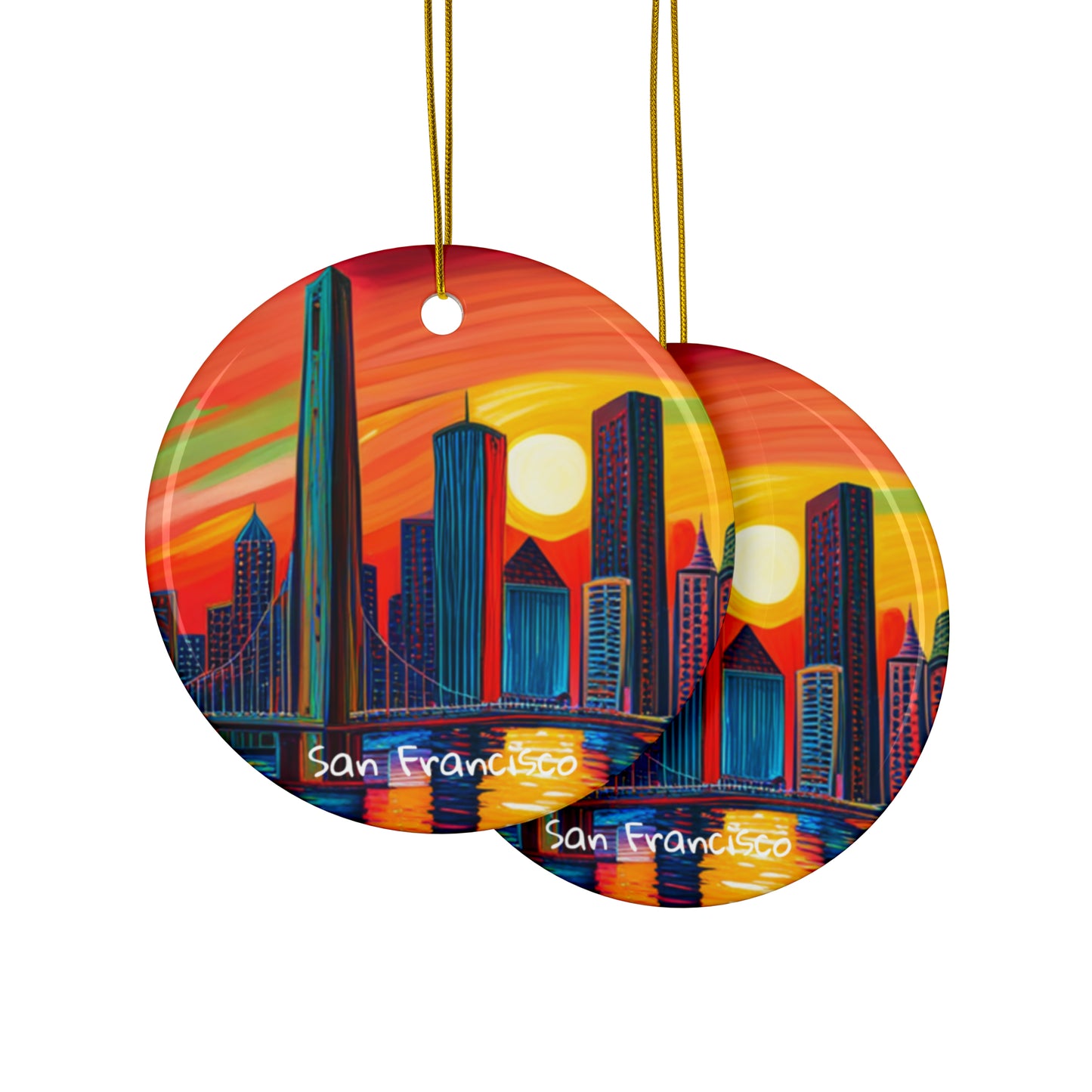San Francisco Skyline Ceramic Ornaments (3pcs, 5pcs, 10pcs)