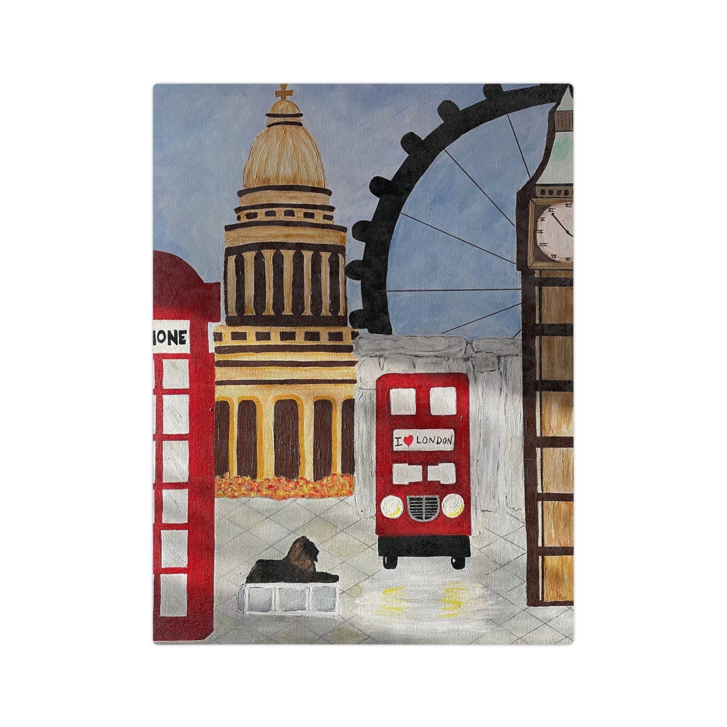 I Love London Velveteen Minky Blanket