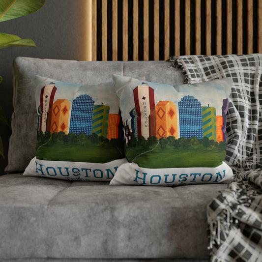 Houston Views Pillow Cover | Houston Texas (White)