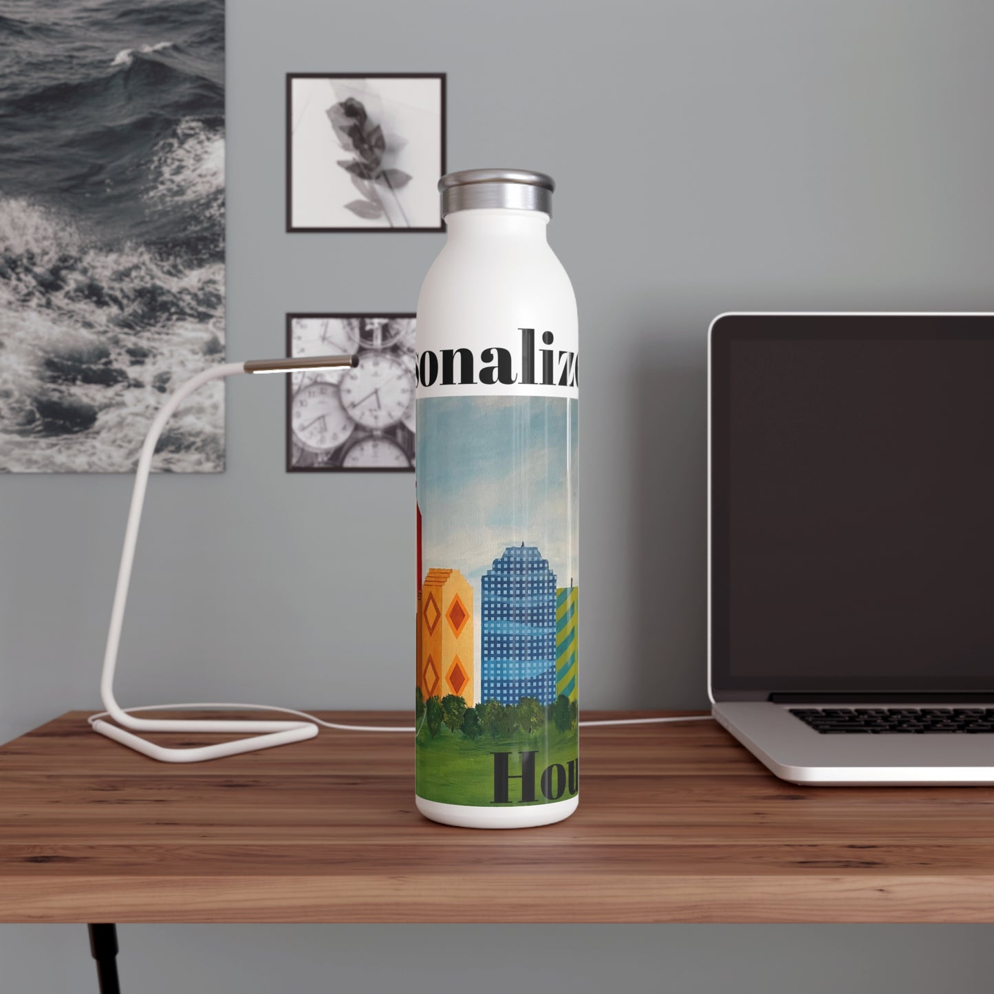 Houston Views Slim Water Bottle (20oz) | Houston Texas