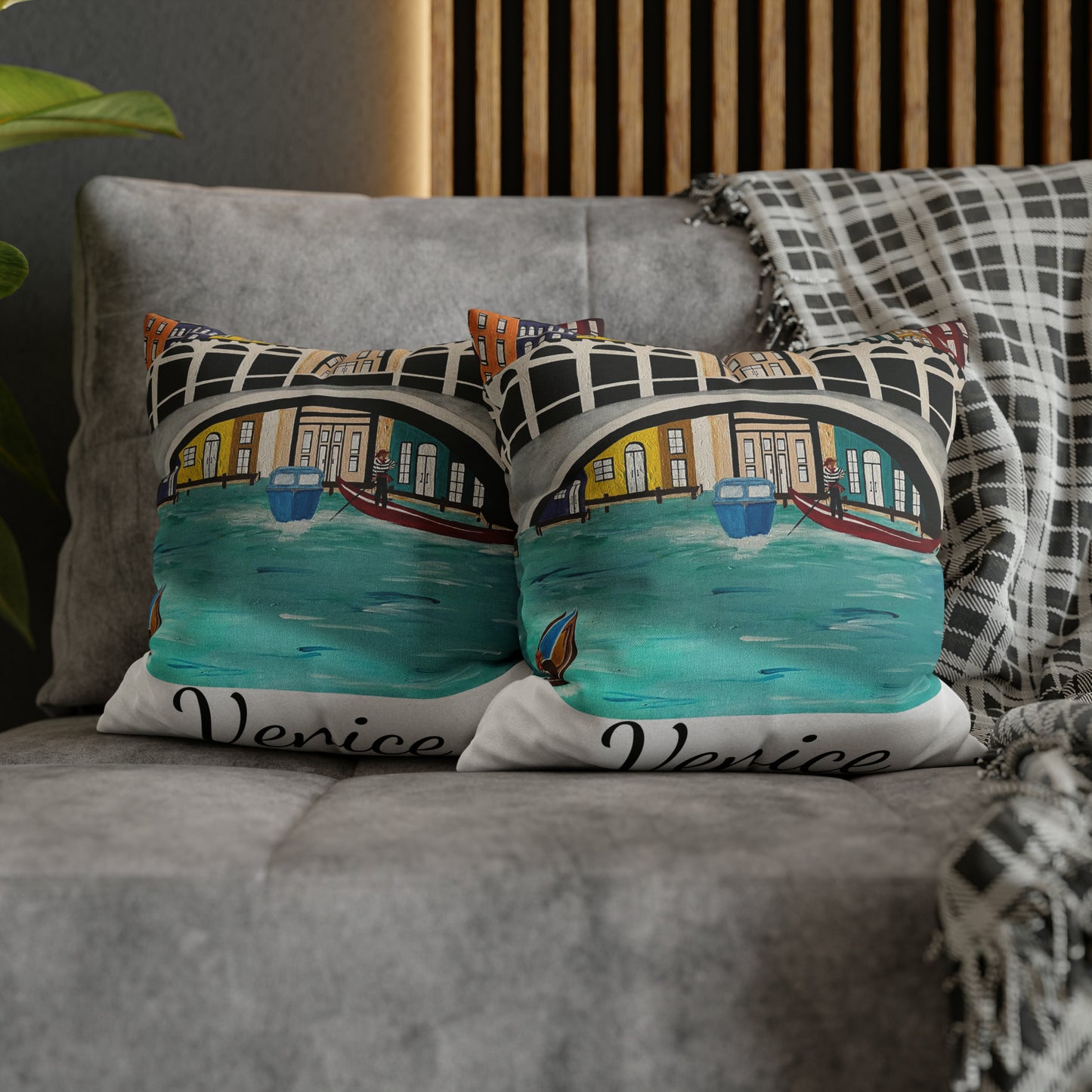 Venice Italy Pillow Cover  (White)