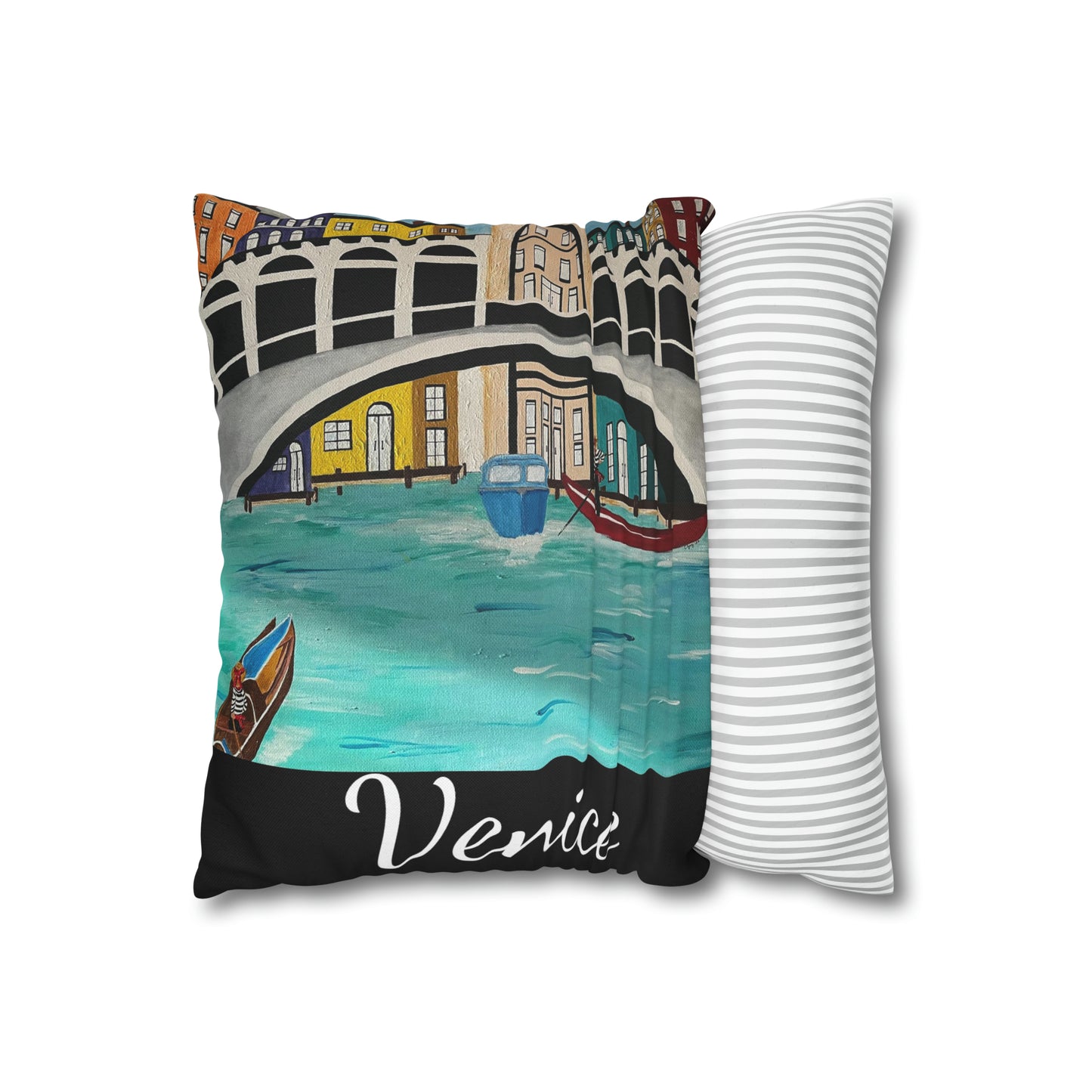 Venice Italy Pillow Cover (Black)