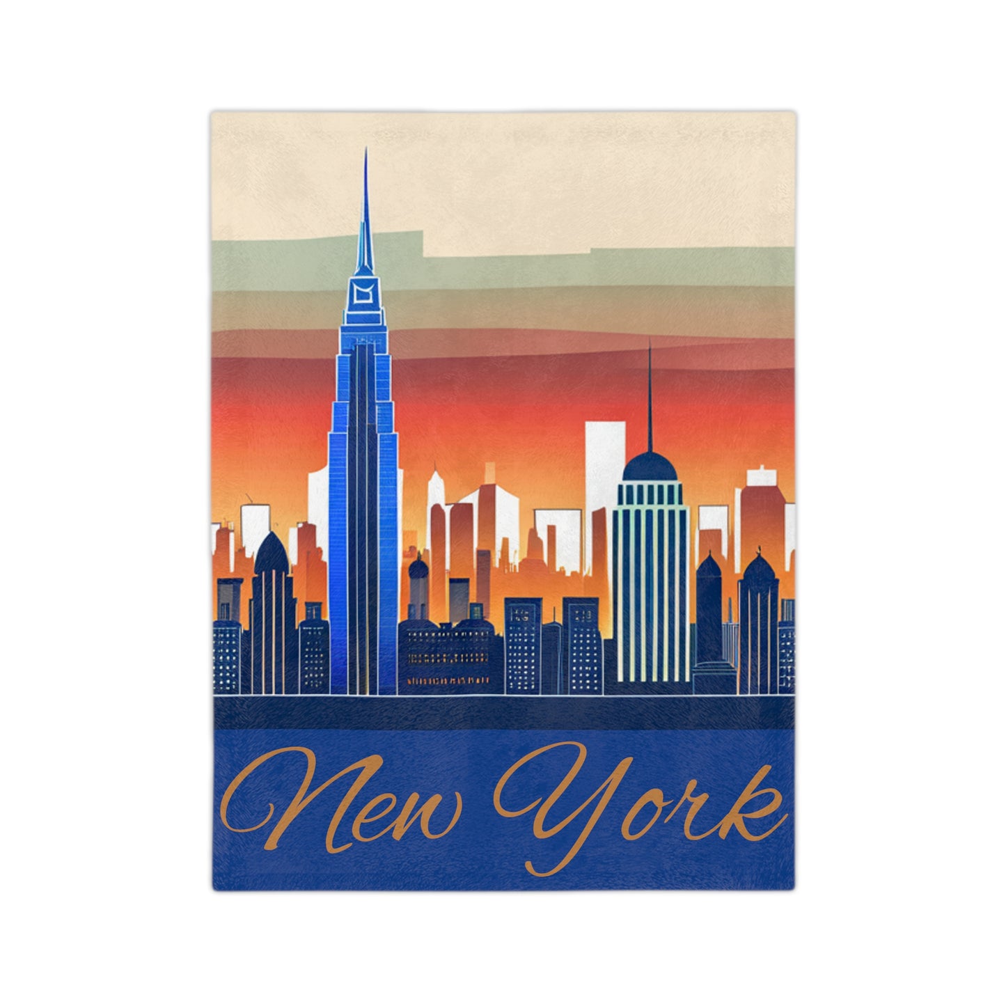 New York City Skyline Velveteen Minky Blanket