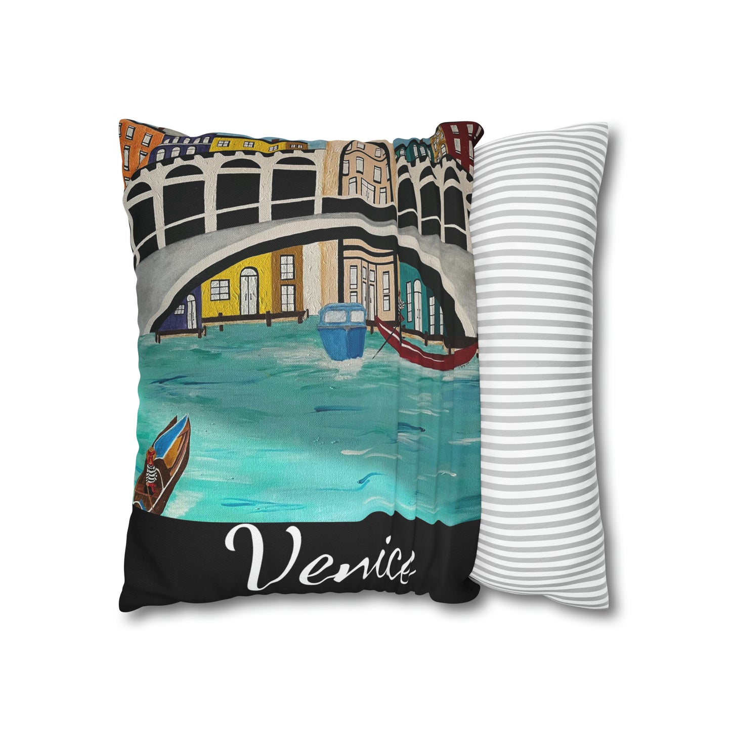 Venice Italy Pillow Cover (Black)