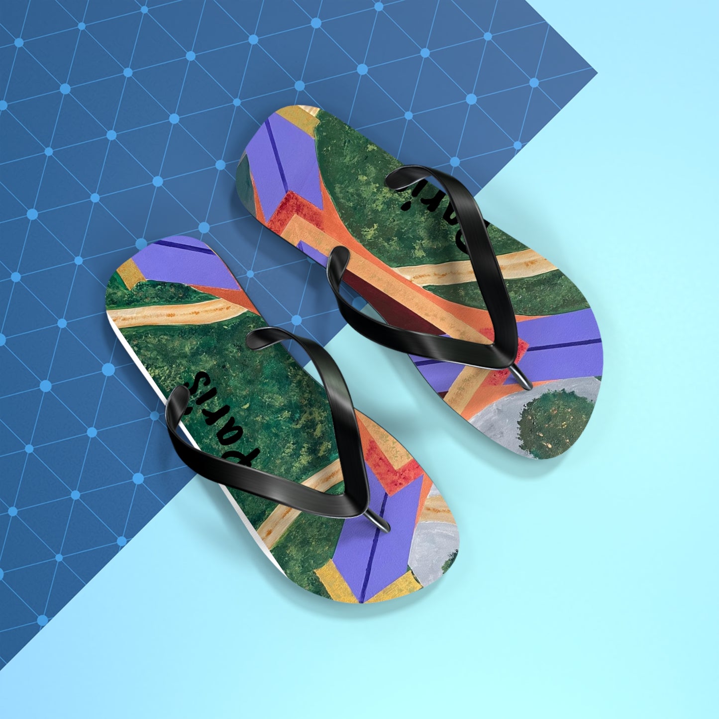 Paris Abstract Eiffel Tower Flip Flops