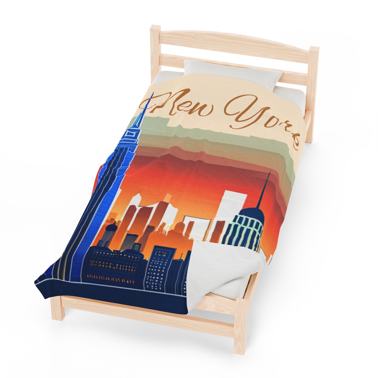 New York City Skyline Velveteen Plush Blanket