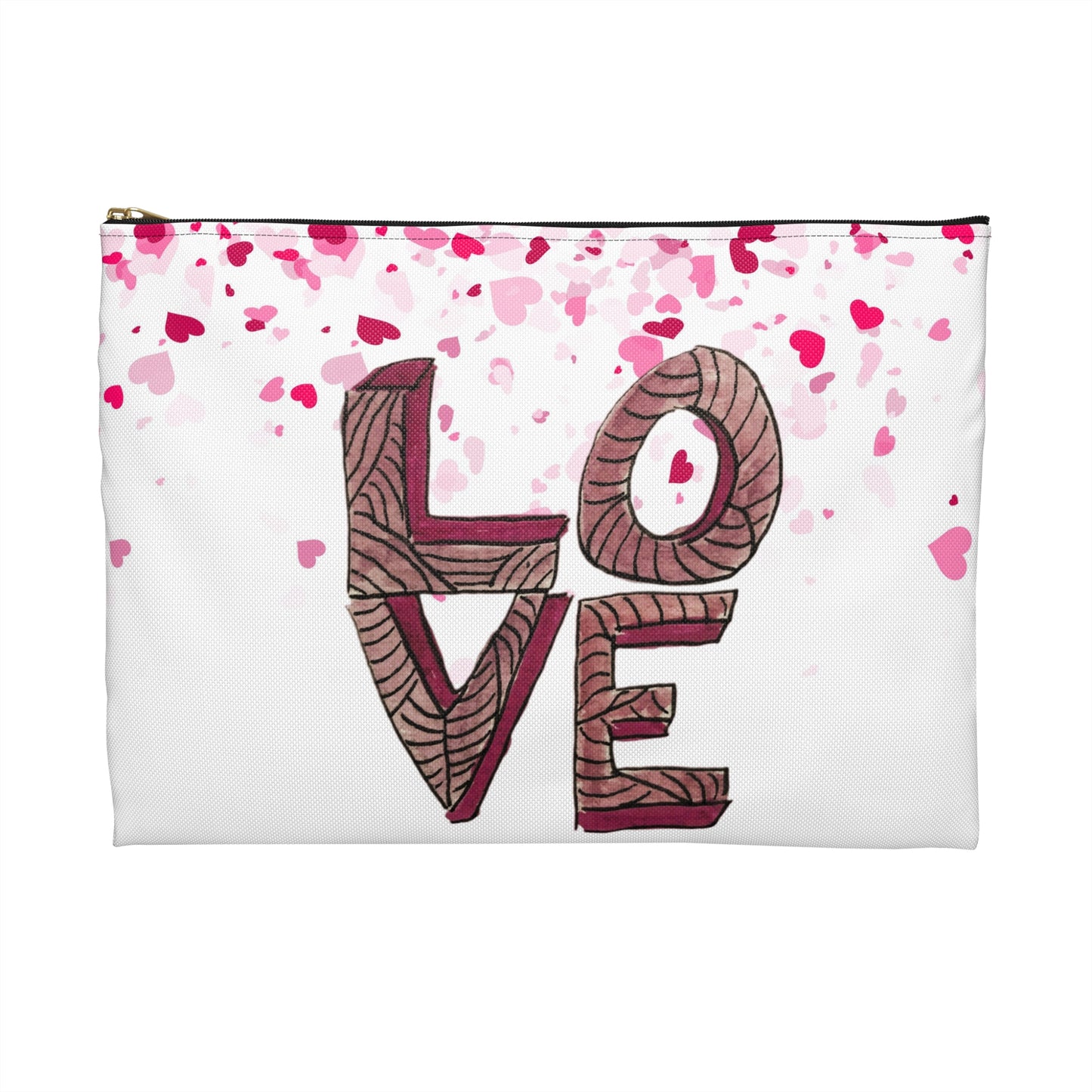 Stacked Love Accessory Pouch - Pink/White