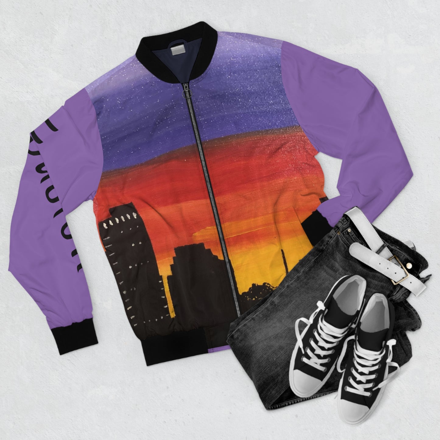 Sunset Over Houston Skyline Men's Bomber Jacket
