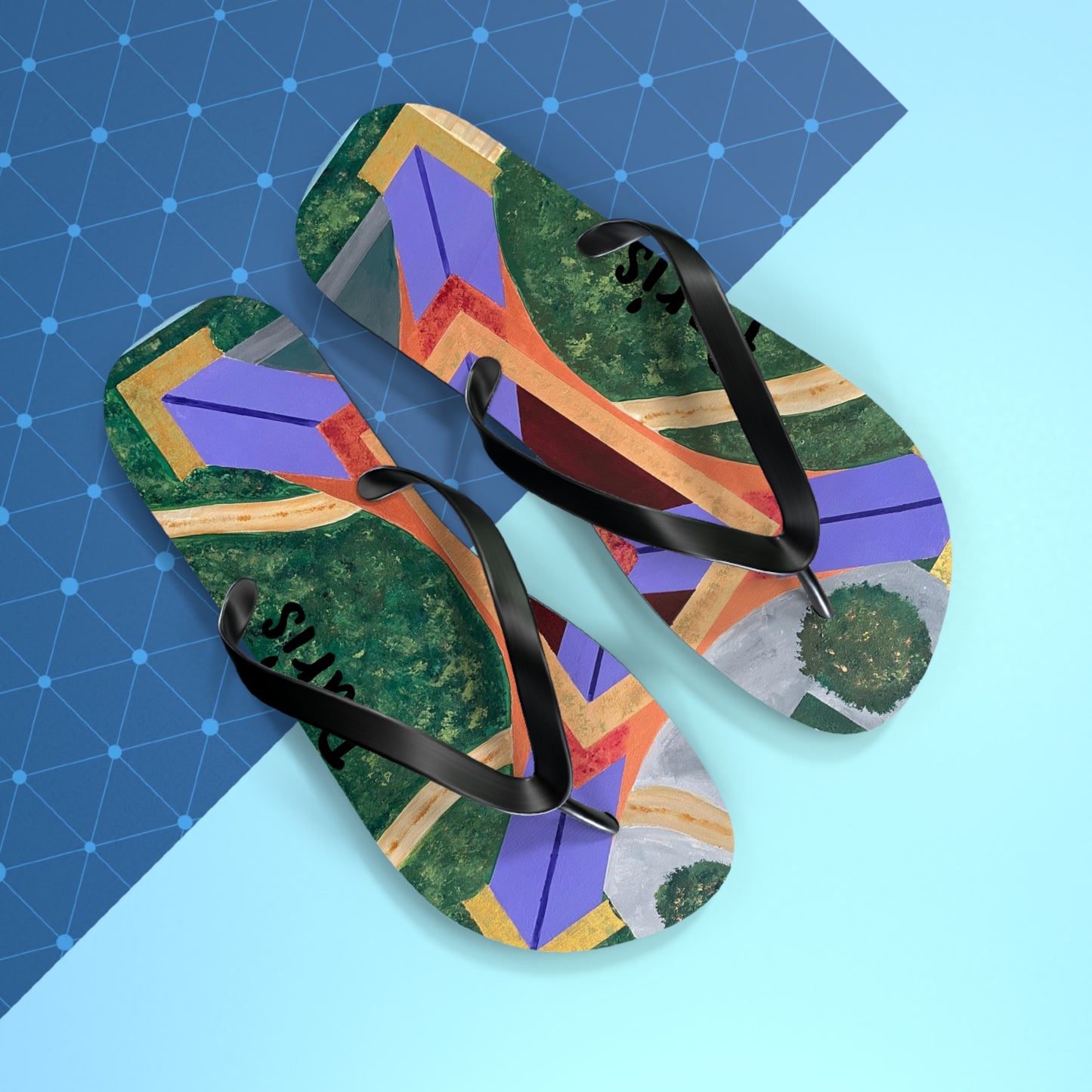 Paris Abstract Eiffel Tower Flip Flops
