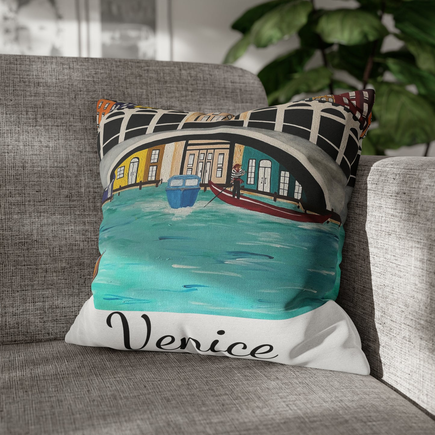 Venice Italy Pillow Cover  (White)