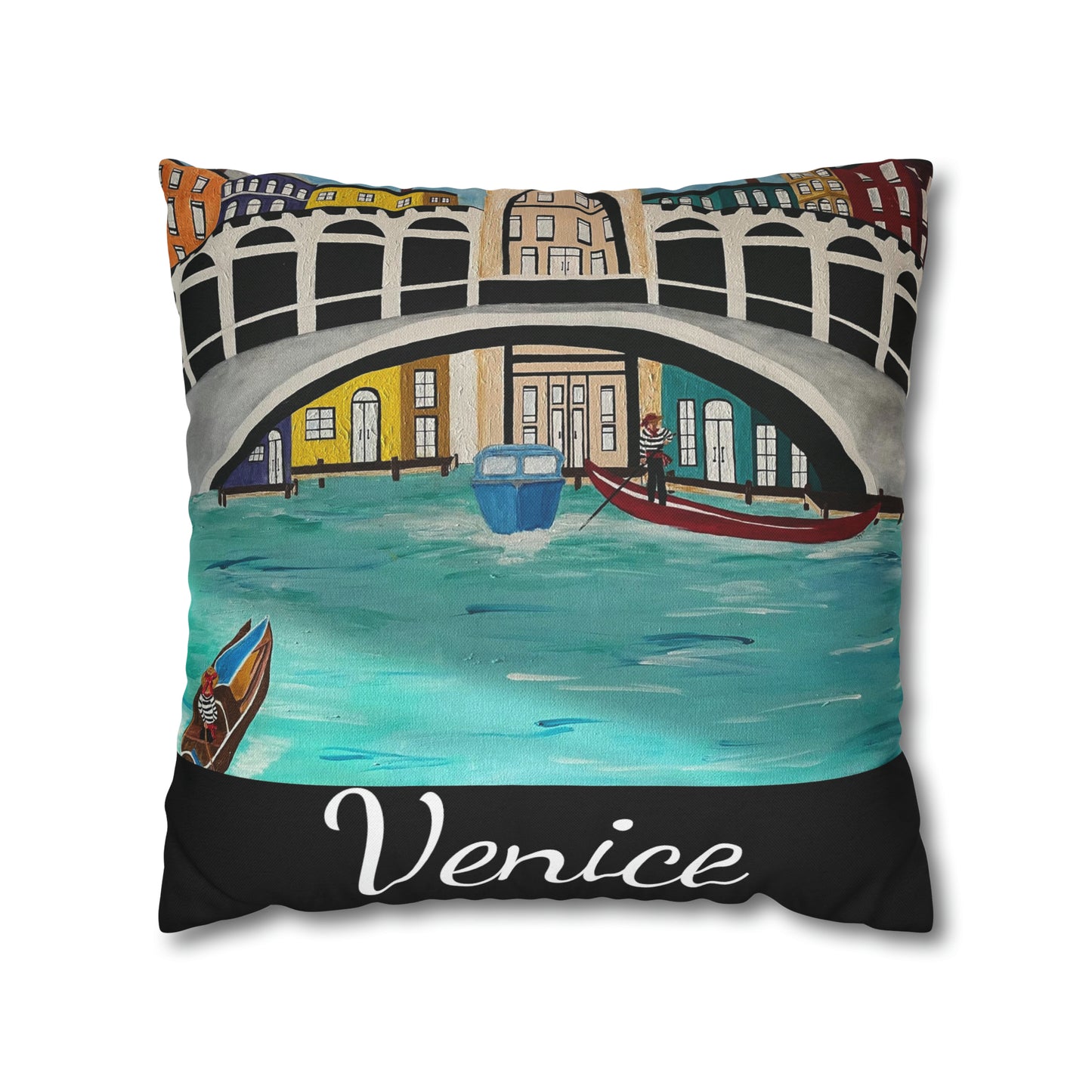 Venice Italy Pillow Cover (Black)