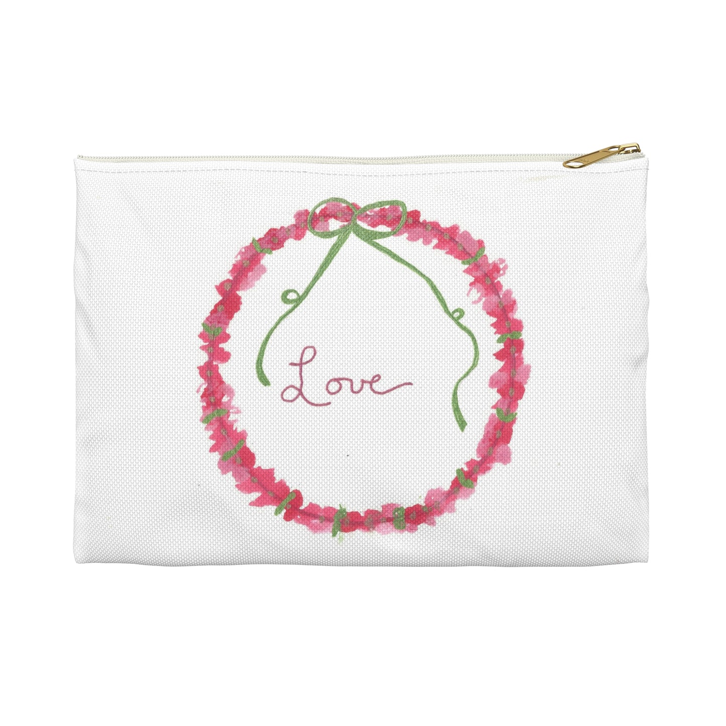Love Wreath Accessory Pouch, Cosmetic bag, pencil case