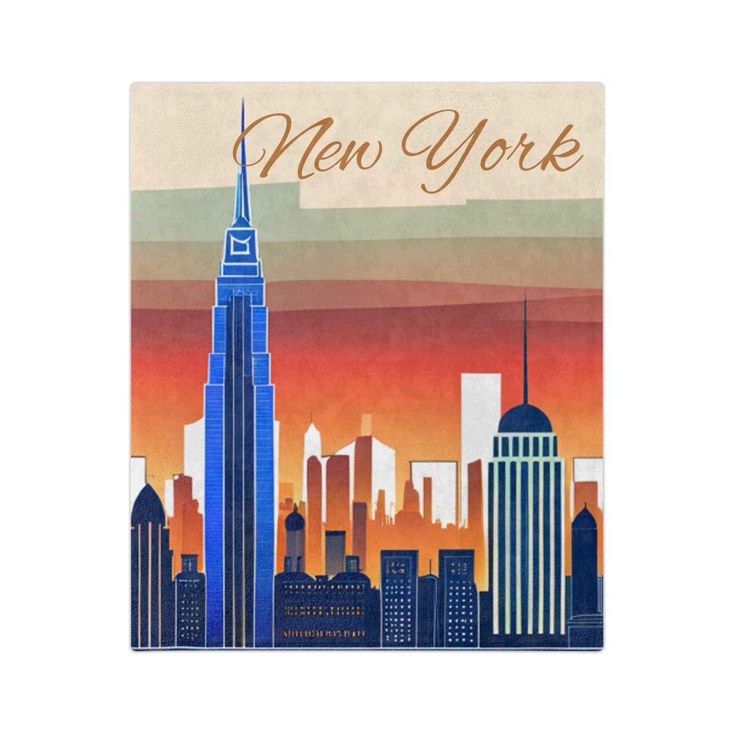 New York City Skyline Velveteen Minky Blanket