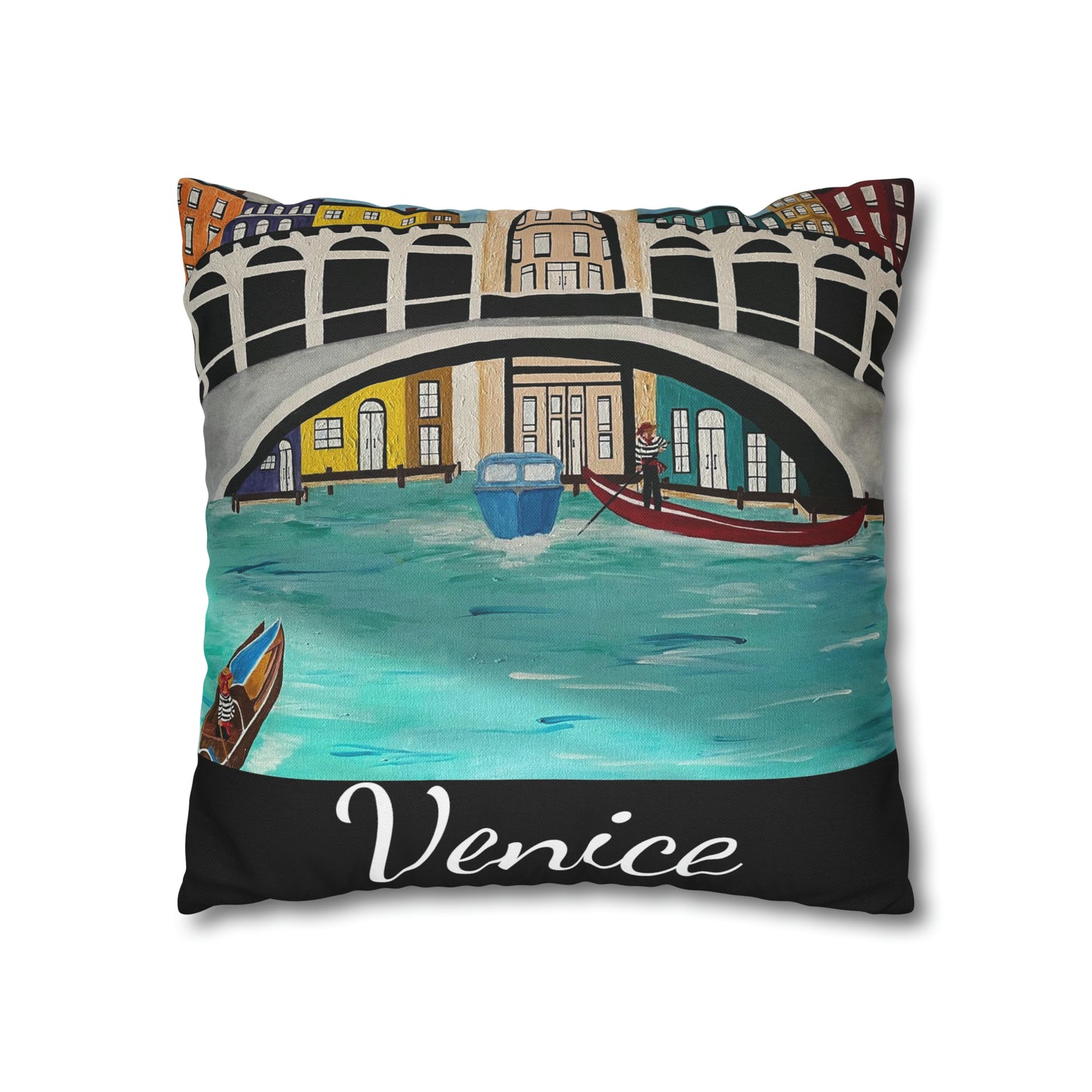 Venice Italy Pillow Cover (Black)