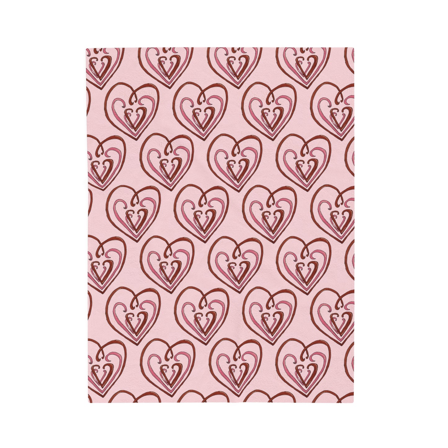 Hearts Intertwined Velveteen Plush Blanket - Pink