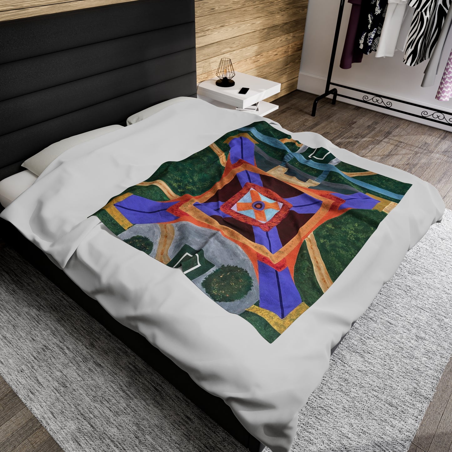 Paris Abstract Eiffel Tower Velveteen Plush Blanket