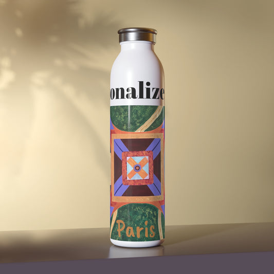 Paris Abstract Eiffel Tower Slim Water Bottle (20oz) | Personalized