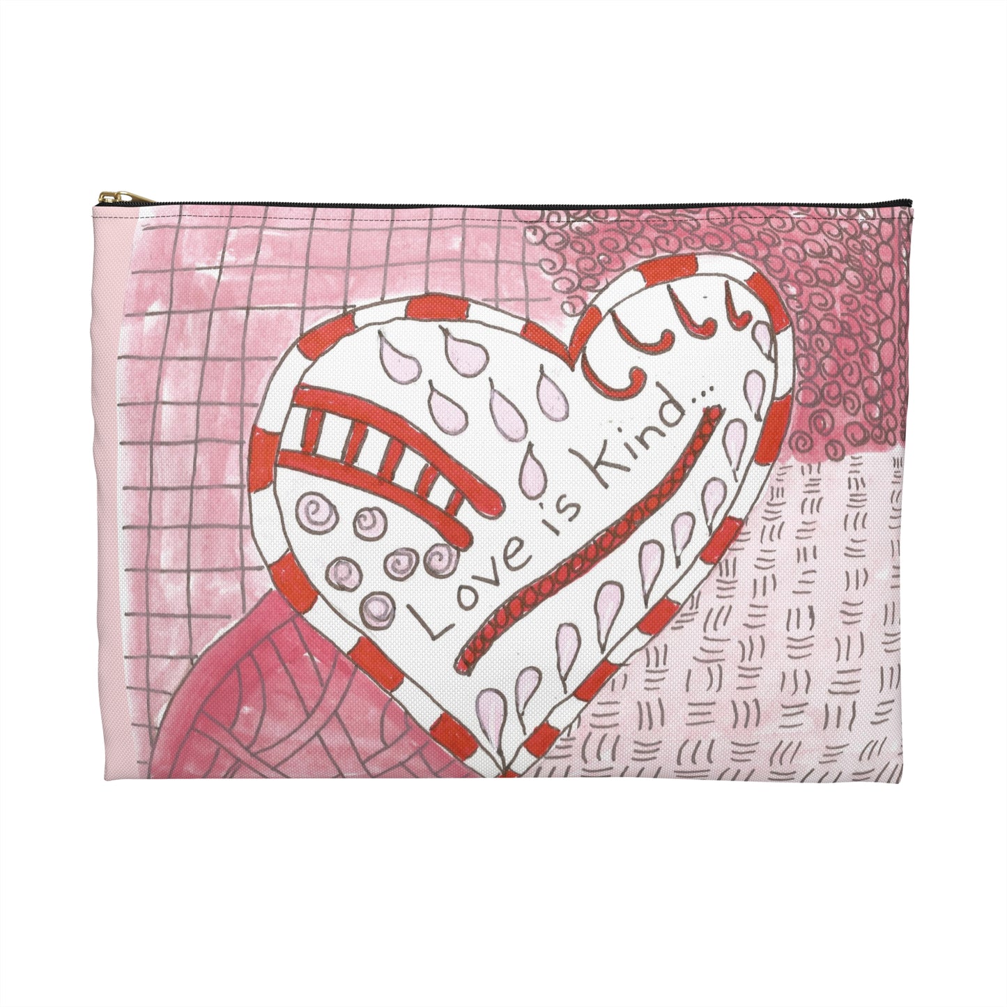 Love Is Kind Accessory Pouch | Cosmetic Bag  or Pencil Case - Pink