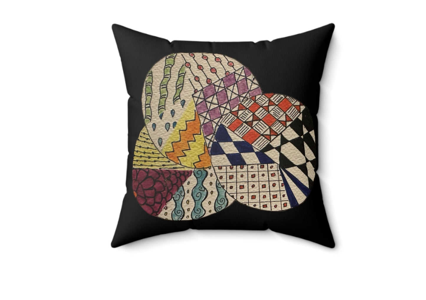 Zentangle Throw Pillow (Black)