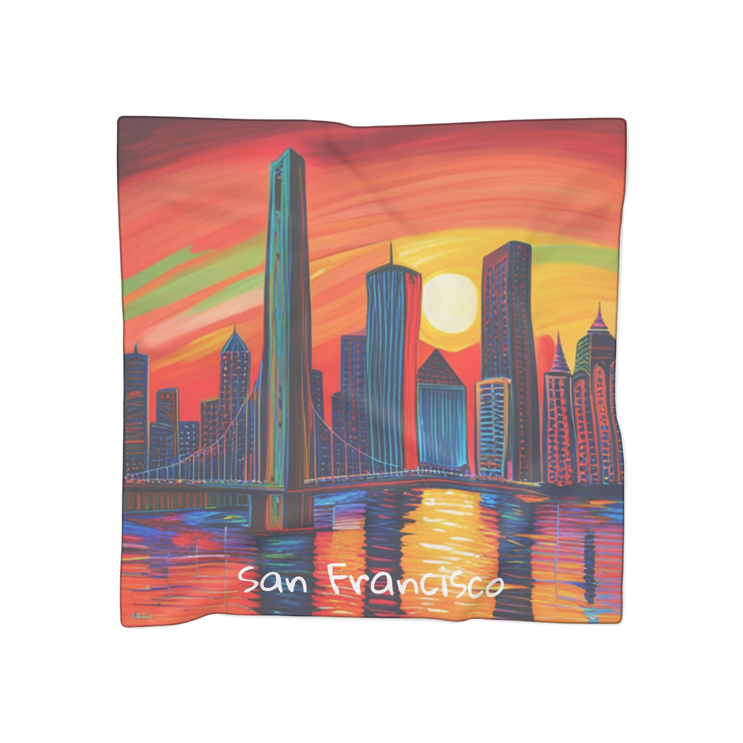 San Francisco Skyline Reflections Poly Scarf