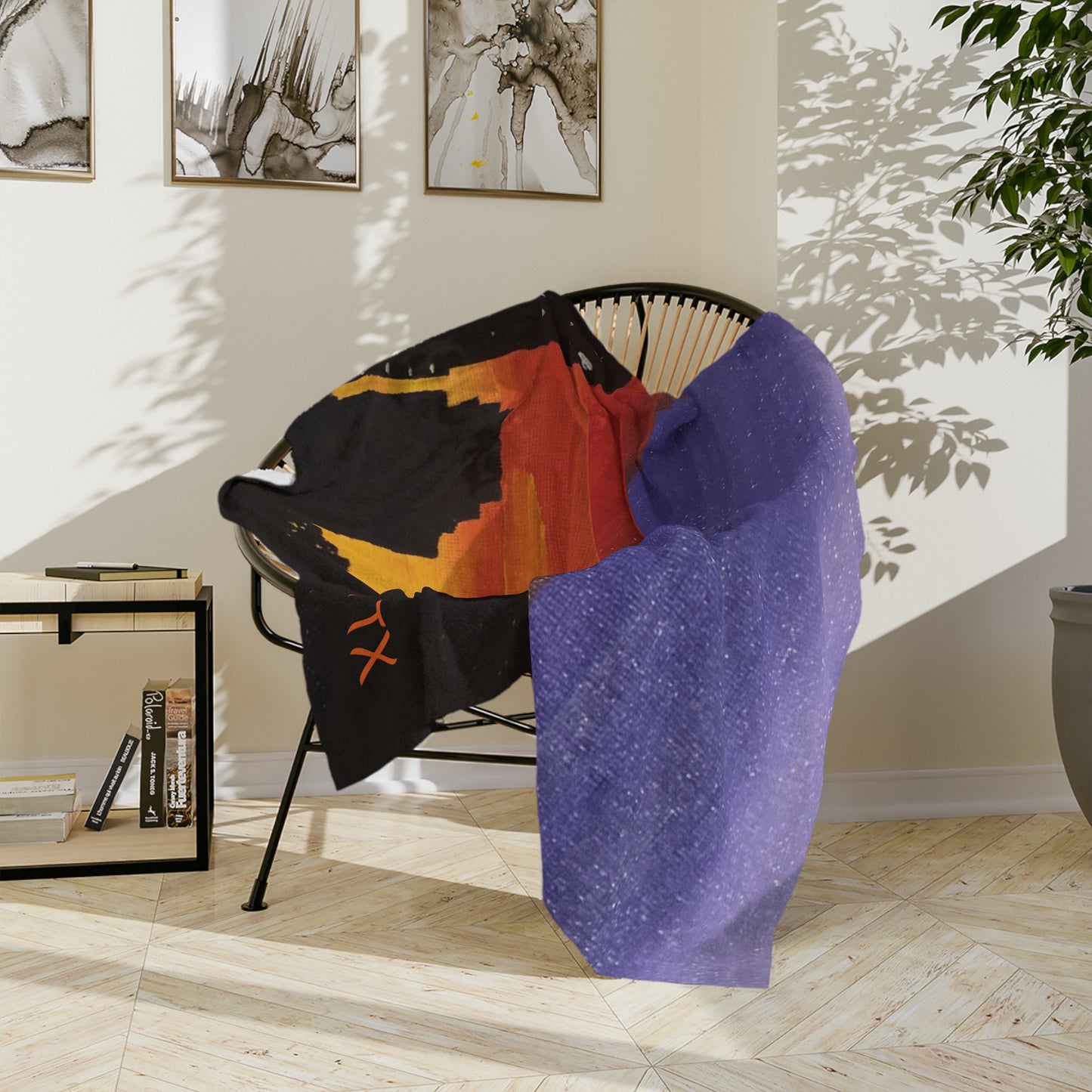 Sunset Over Houston Skyline Velveteen Minky Blanket | Houston Texas