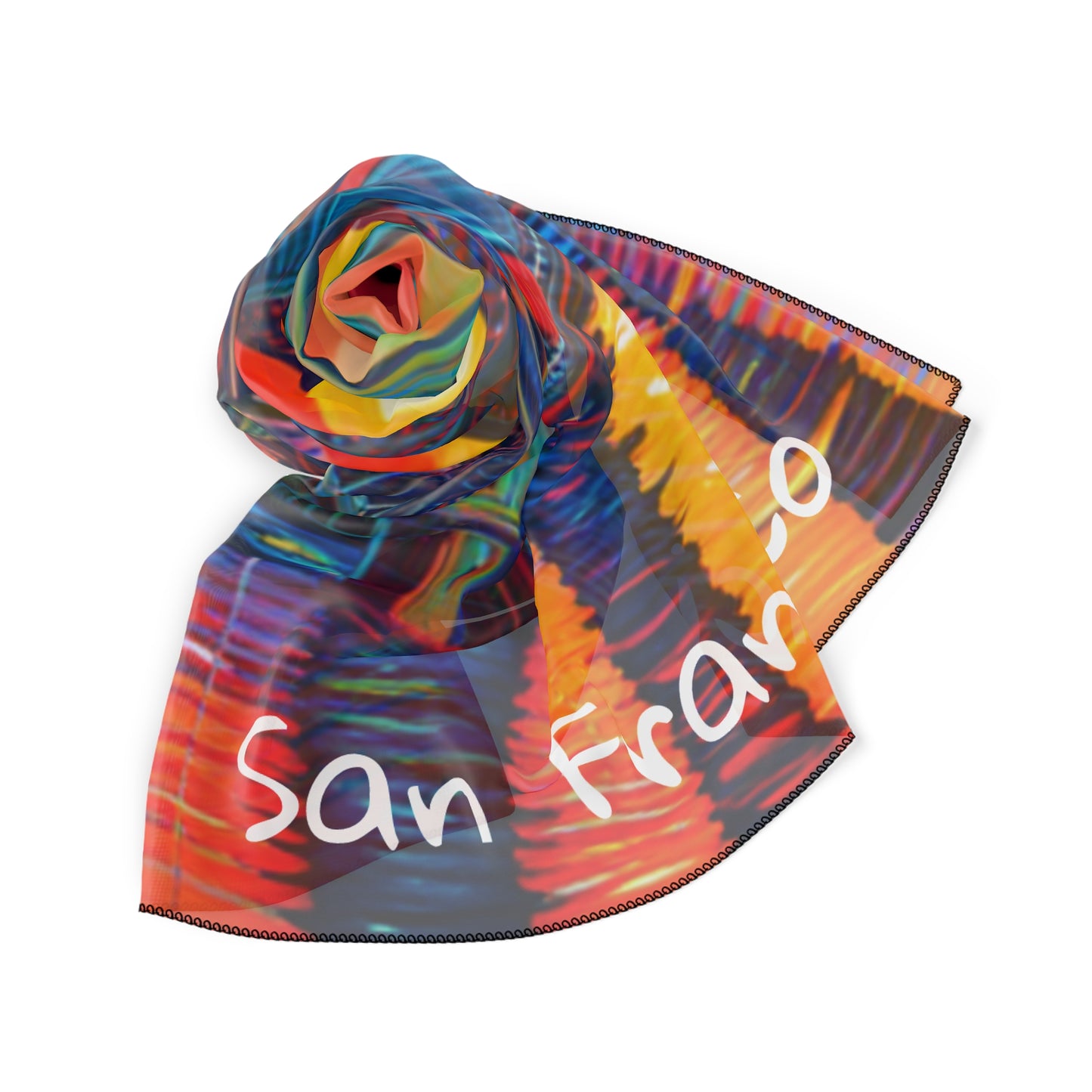 San Francisco Skyline Reflections Poly Scarf