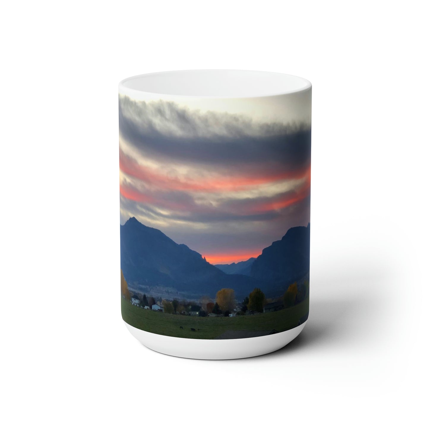 Sunset in  Bitterroot Valley Montana Ceramic Mug 15oz