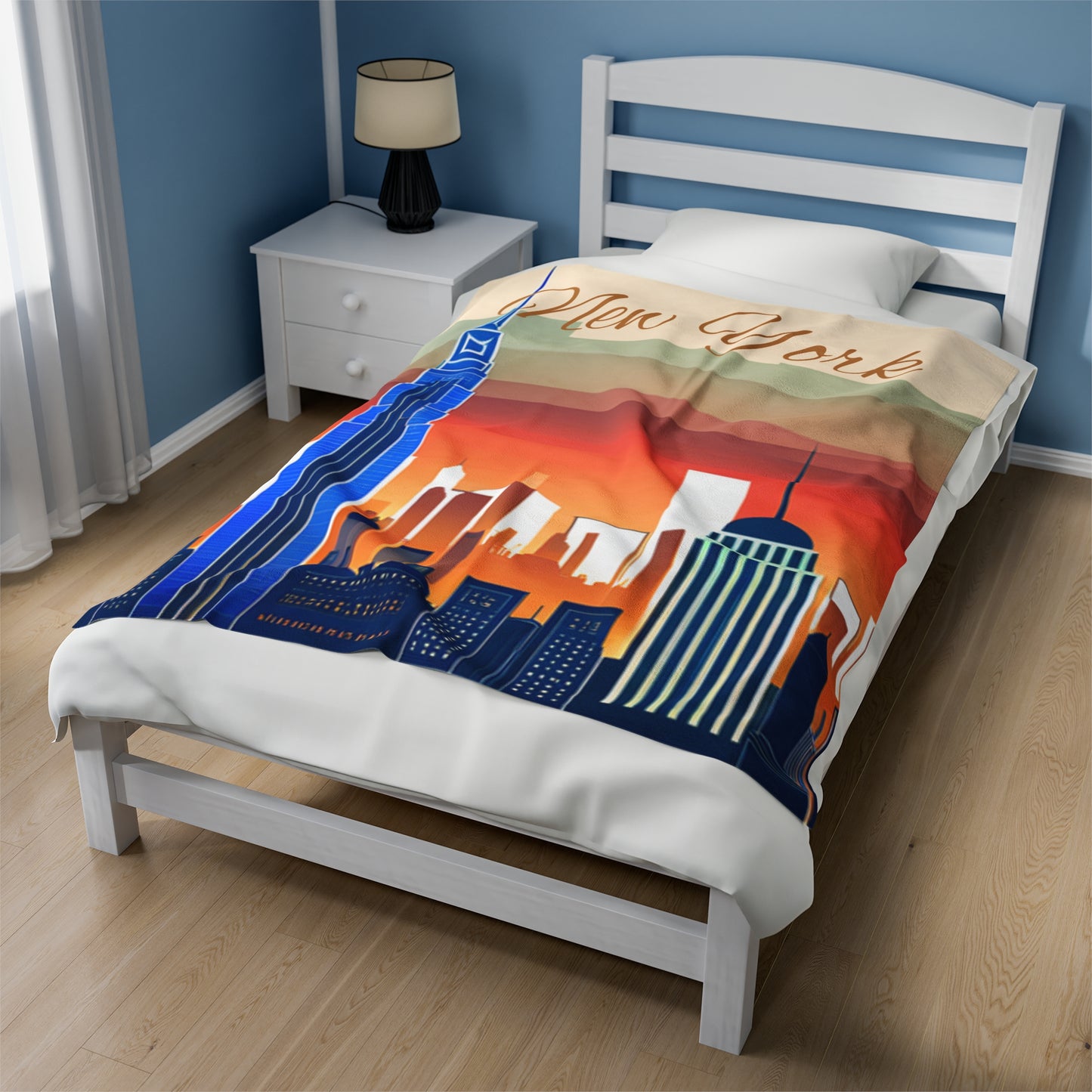 New York City Skyline Velveteen Plush Blanket