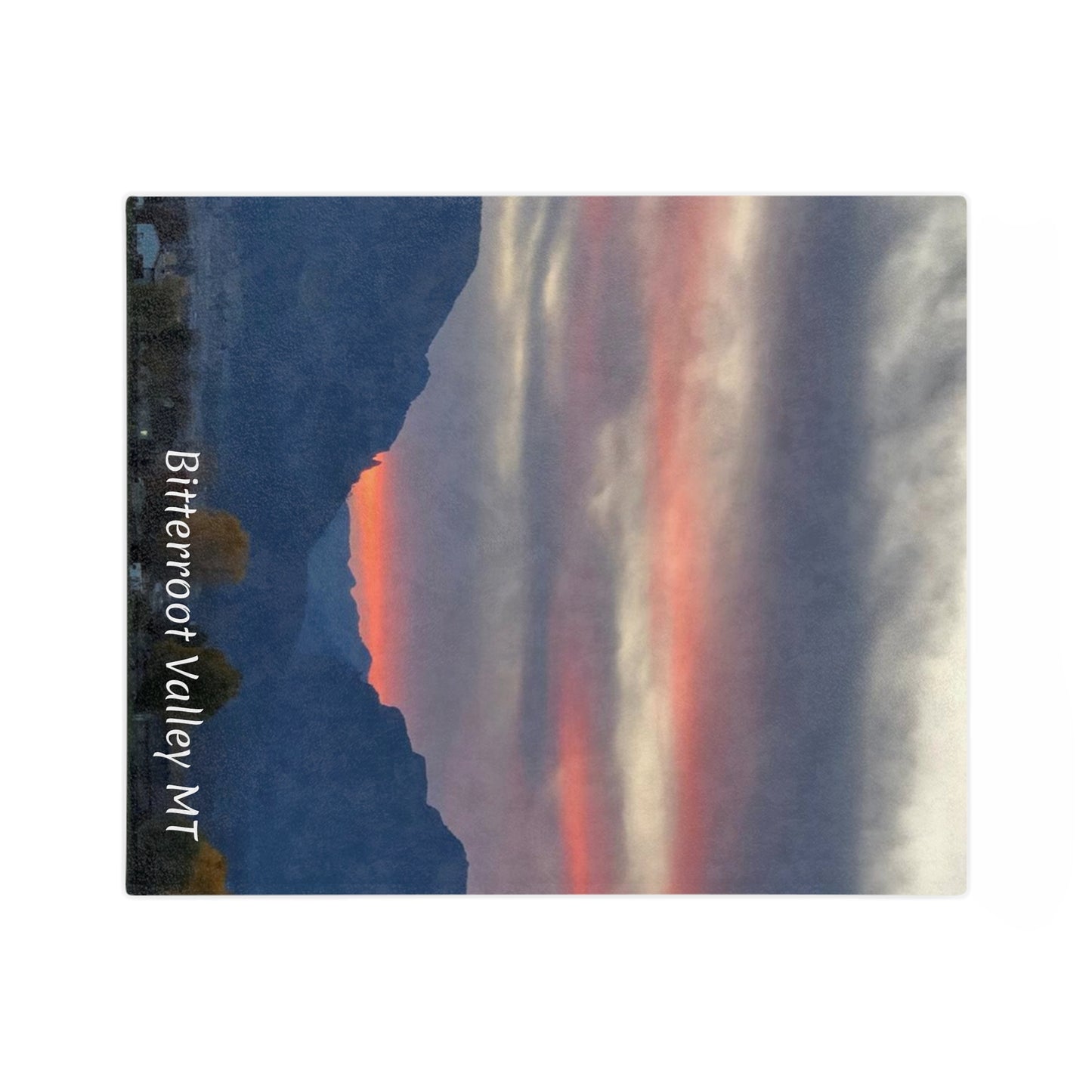 Sunset in Bitterroot Valley Montana Velveteen Minky Blanket
