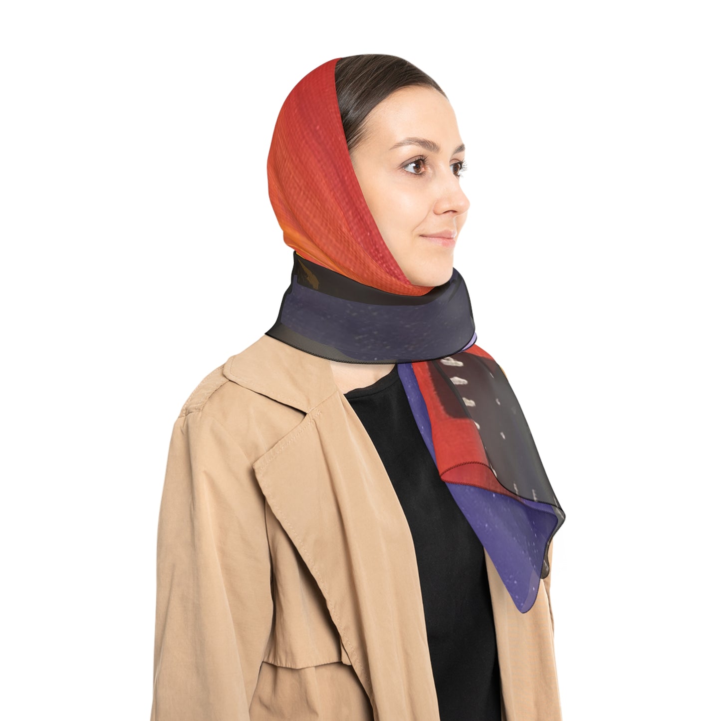 Sunset over Houston Skyline Poly Scarf | Houston Texas