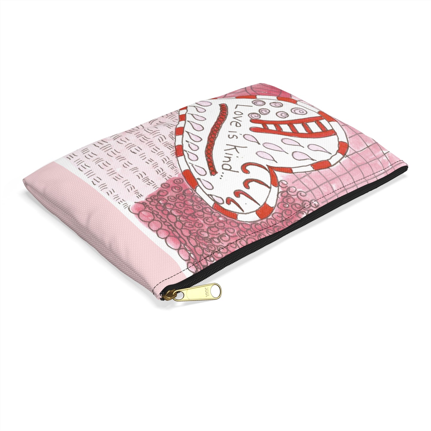 Love Is Kind Accessory Pouch | Cosmetic Bag  or Pencil Case - Pink