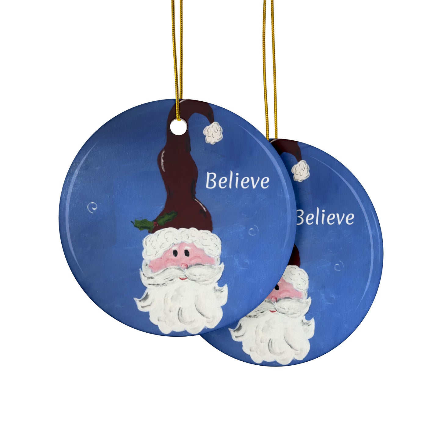 Santa I Believe Ceramic Ornaments (3pcs, 5pcs, 10pcs)