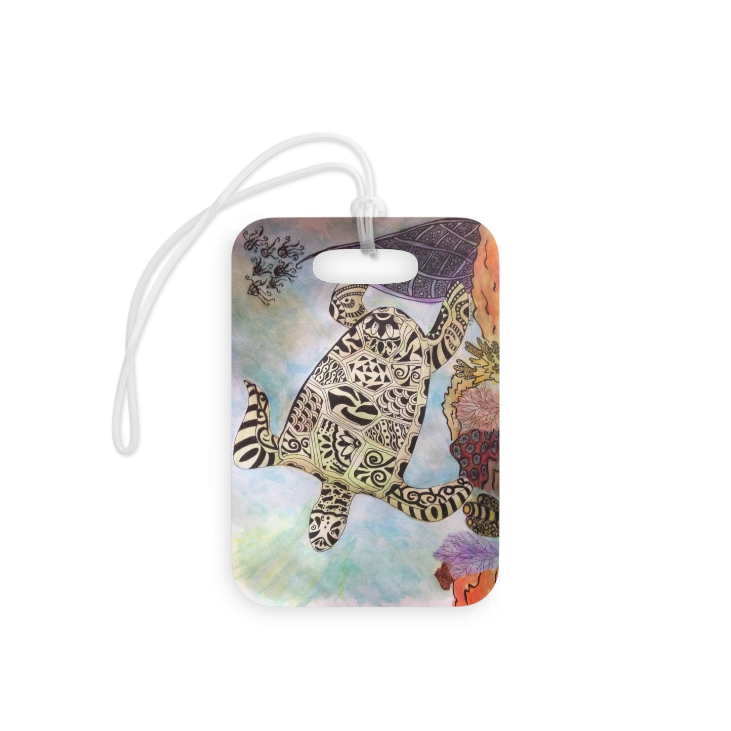 Zentangle Turtle Luggage Tag