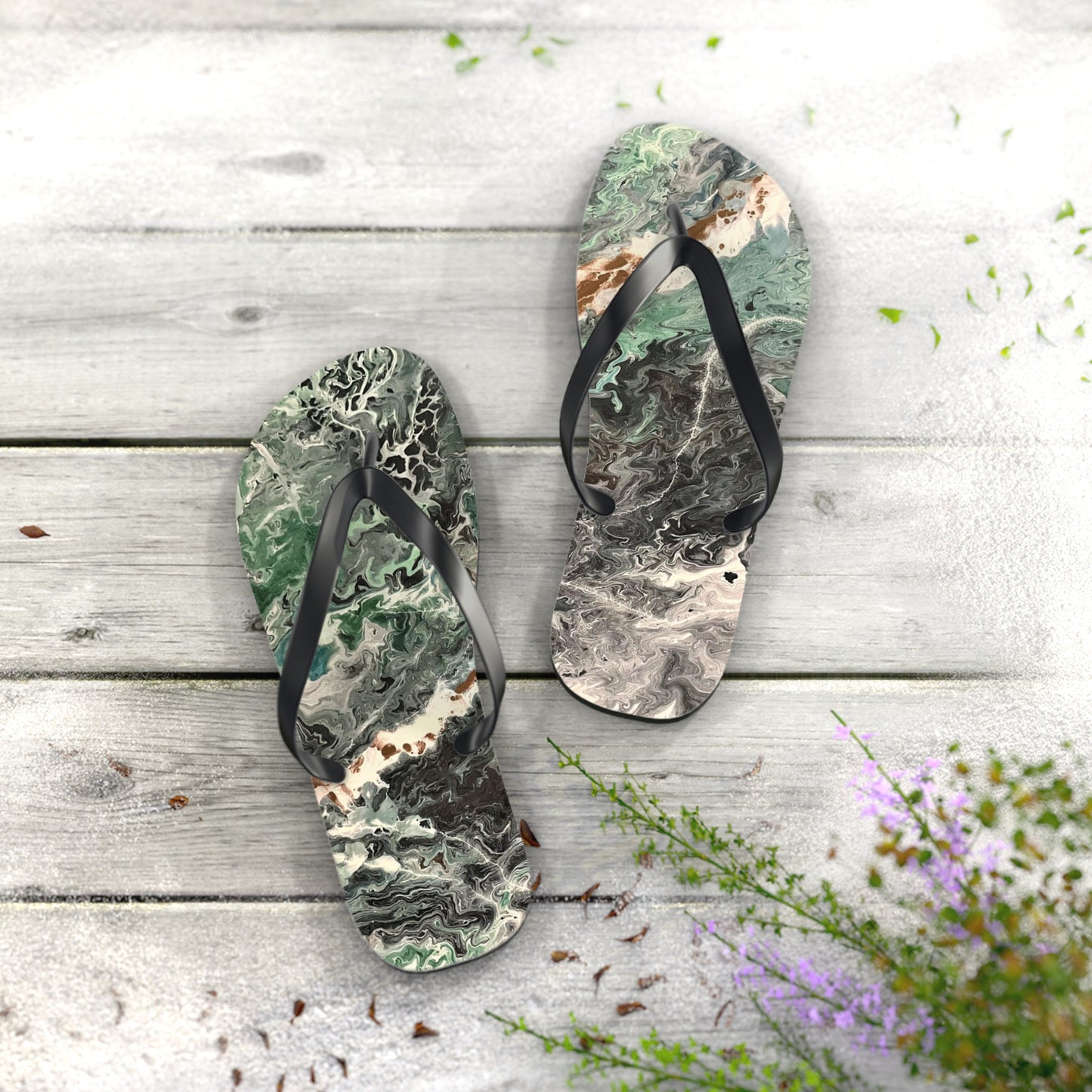 Emerald Swirl Flip Flops