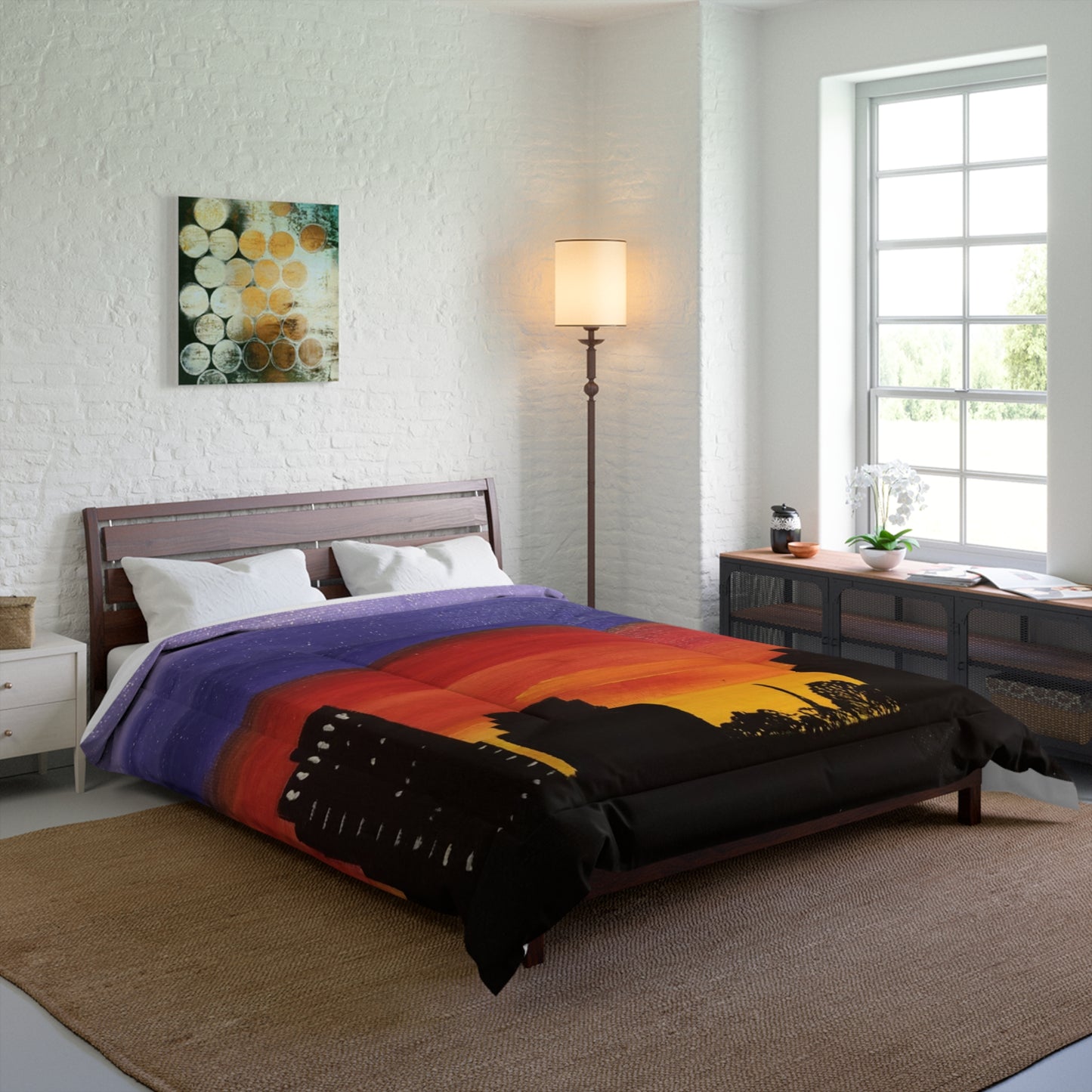 Sunset over Houston Skyline Lightweight Comforter | Houston Texas